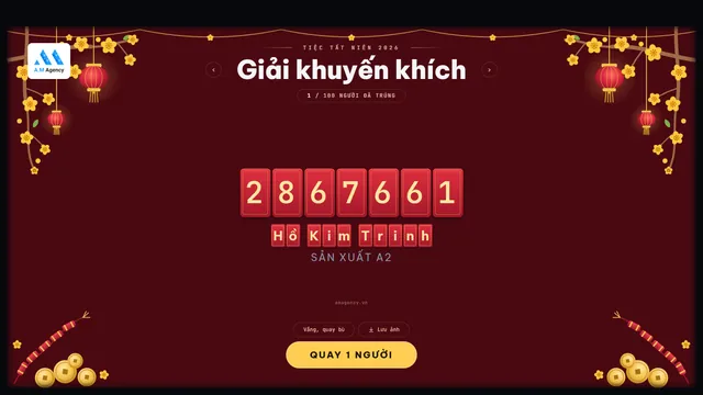 Bốc thăm lì xì online đầu năm cho công ty: tạo trên web, chiếu lên màn lớn