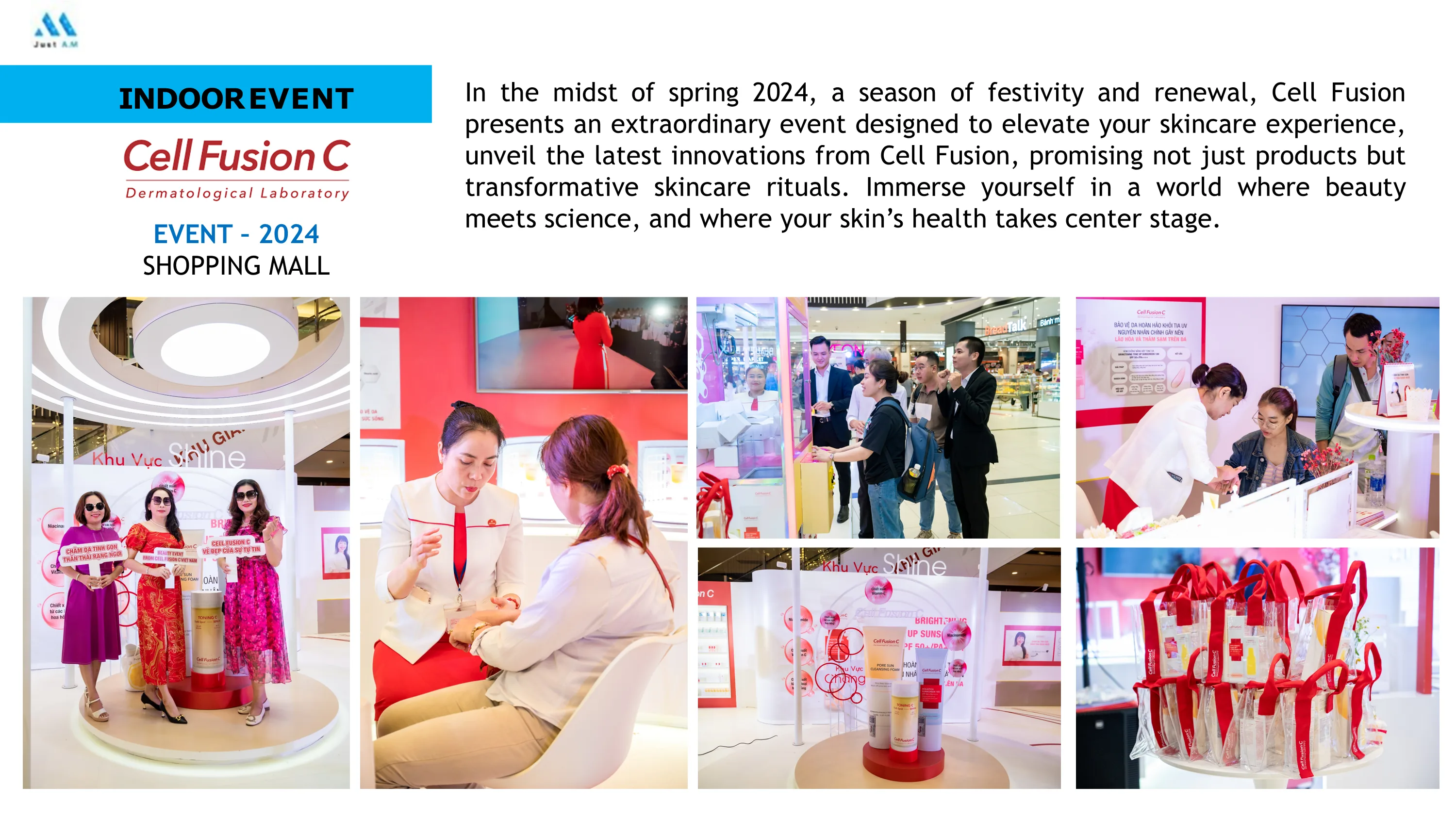 Cell Fusion C - không gian activation tại AEON Mall Bình Tân, booth tư vấn da liễu và trải nghiệm sản phẩm